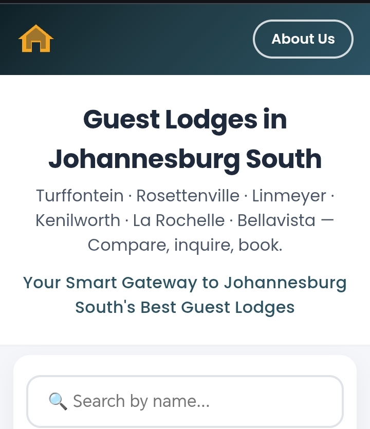 JHB South Stays website screenshot